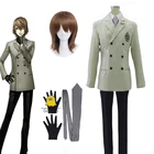 Костюм для косплея Persona 5 Goro Akechi, комплект школьной формы P5, аниме, карнический парик и шапочка для волос на Хэллоуин