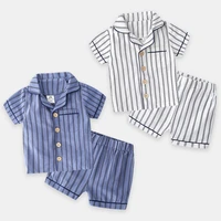 2021 hot summer 2 3 4 6 8 10 years short sleeve sleepwear shirtshorts 2 pieces tracksuit for kids baby boys striped pajamas set