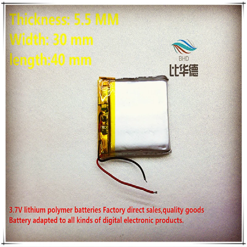 (Бесплатная доставка) (5 шт./лот) 3 7 V 553040 600mah литий полимерный аккумулятор качество