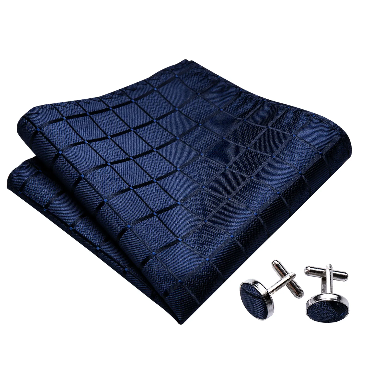 

4PC Men Waistcoat Vest Self Bowtie Handkerchief Plaid Jacquard Pocket Square Butterfly Set Barry.wang ML-2013 Navy Classic Dobby