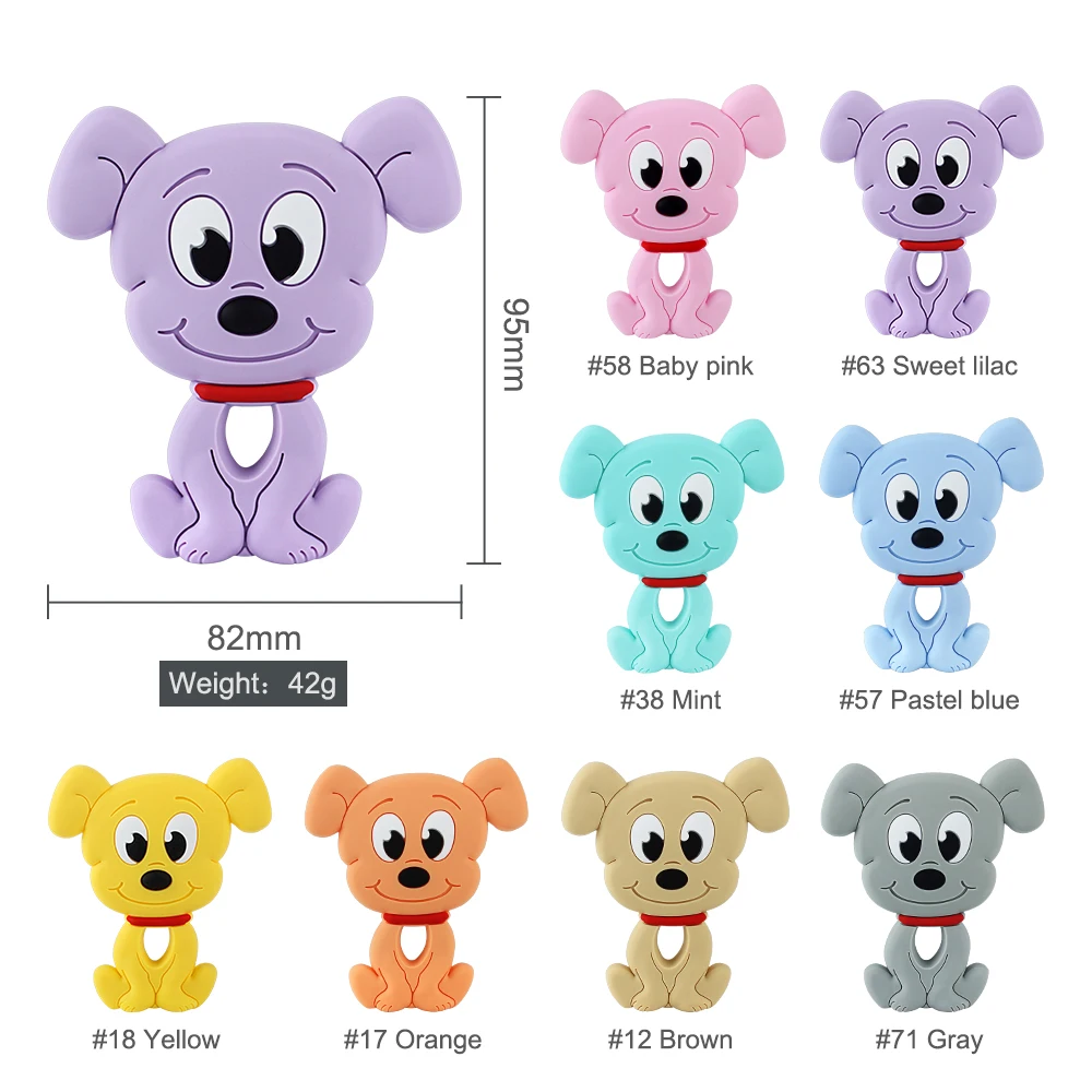 

1pcs Animal Silicone Teethers BPA Free Nursing Baby Teething Toys Cartoons Heart Dog Cat Bear Dinosaur Silicone Beads DIY Chains