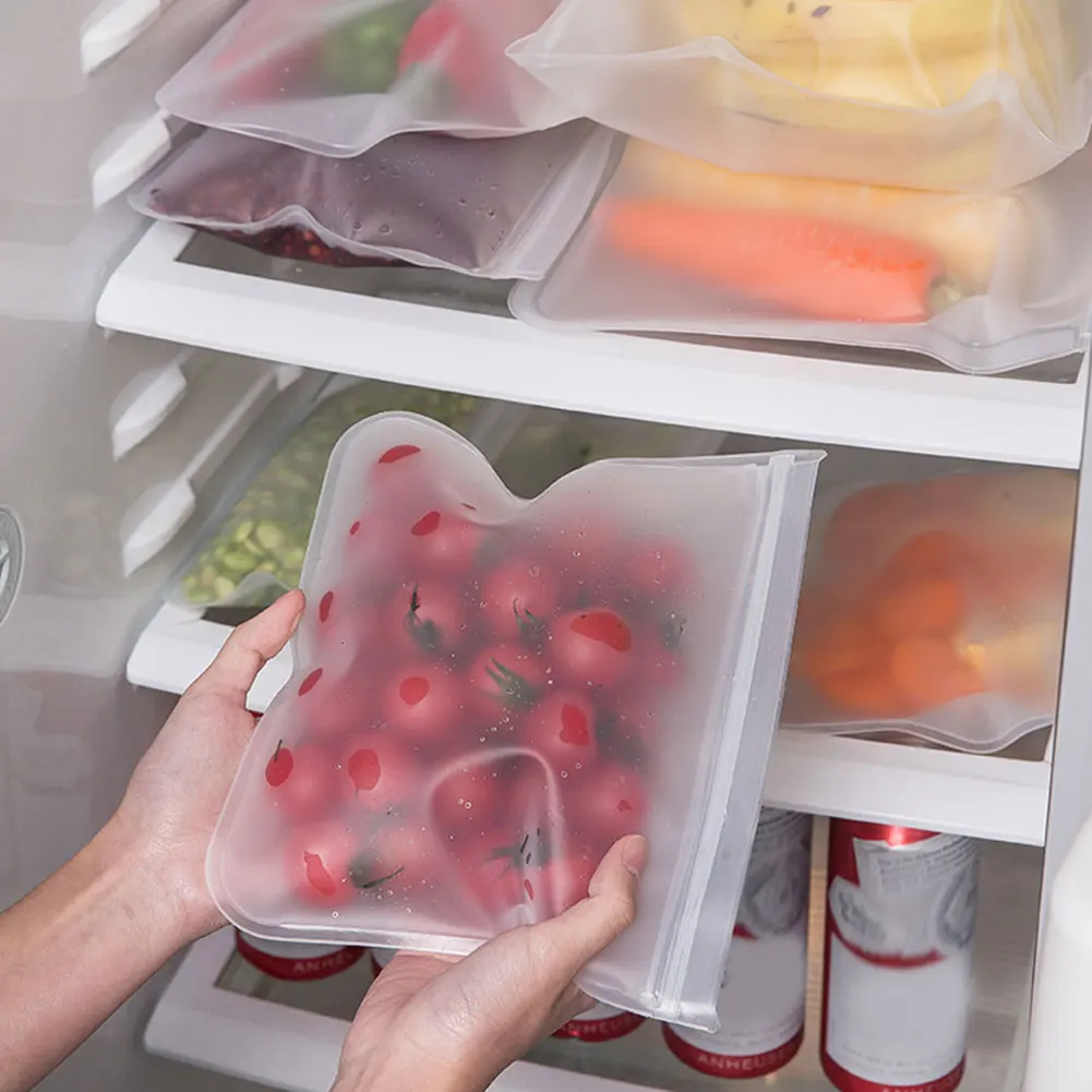 

3/1pcs Reusable Food Preservation Bags Fruit And Vegetable Sealed Bags Stand Up Zip Shut Bag Cup Fresh Bag Food Storage Bag