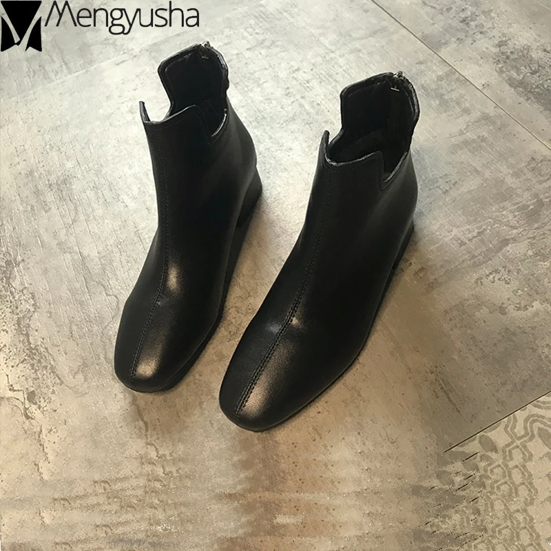 Ботинки martin на молнии сзади однотонные кожаные ботинки Челси с квадратным носком