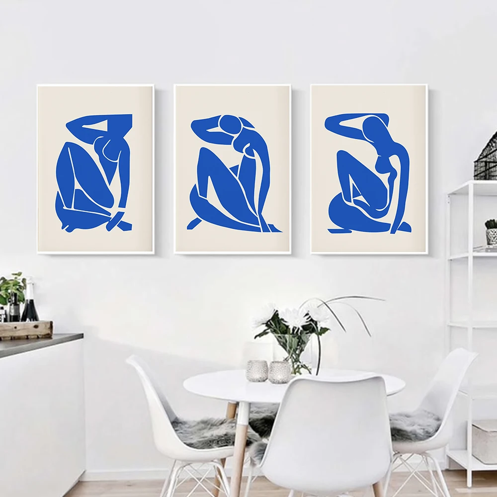 

Абстрактный домашний декор, Картина на холсте, французский Анри Матисс, сине-черный, плакат ню HD, Настенная картина для гостиной