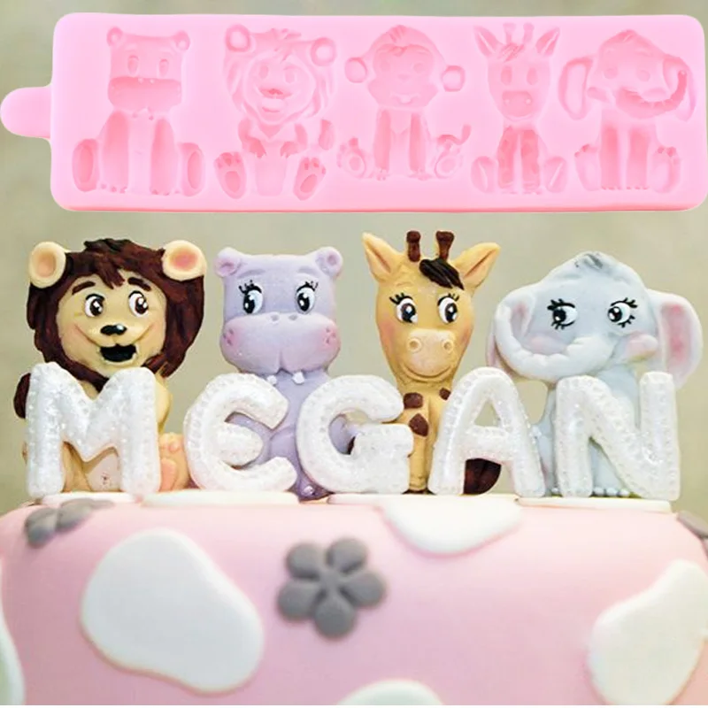 Силиконовые формы в виде джунглей животных Лев слон помадка форма детские