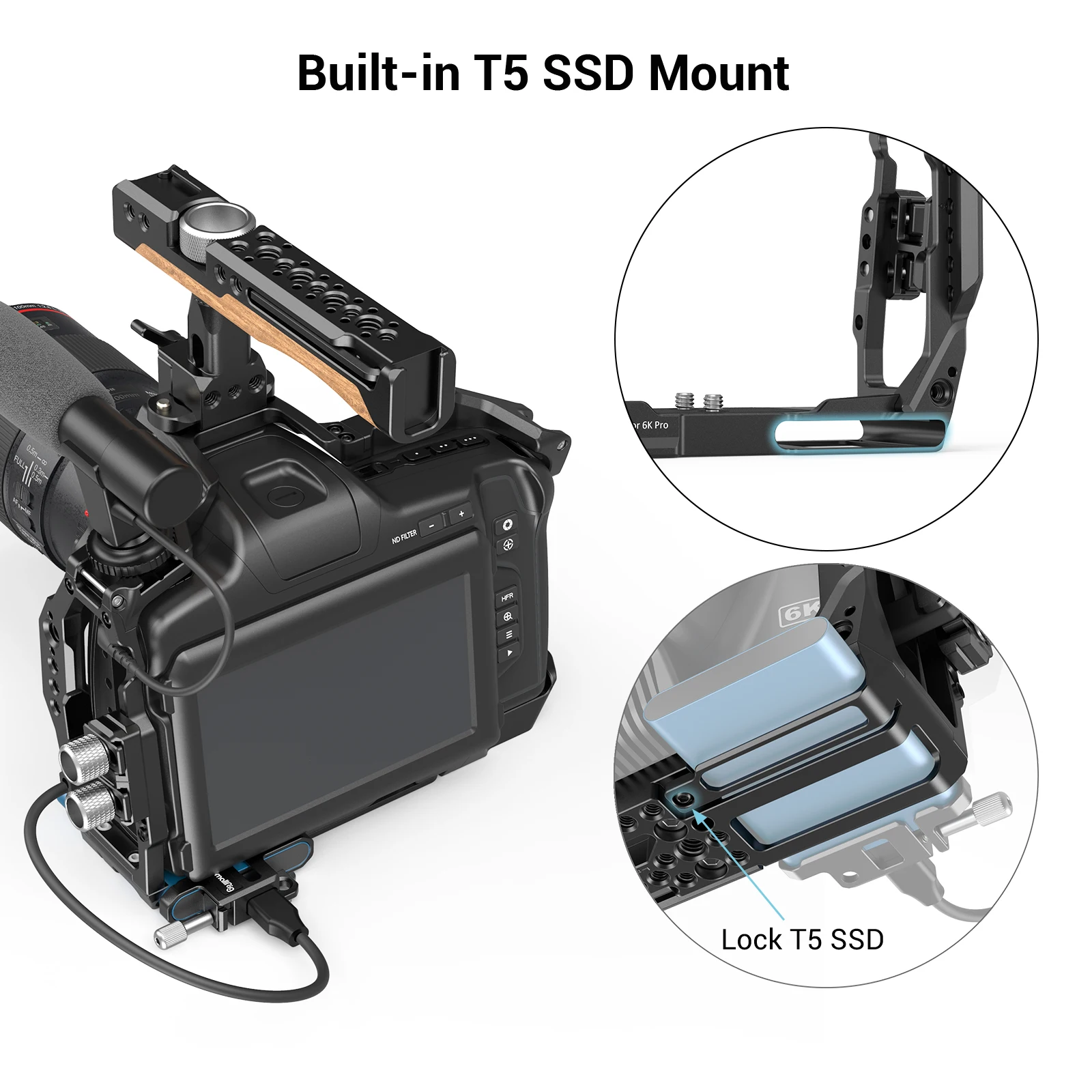 Металлическая полу-клетка SmallRig для камеры BMPCC 6K Pro встроенная НАТО-рейка и