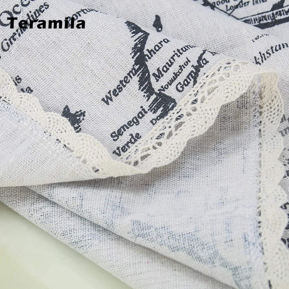 Teramila прямоугольная скатерть с рисунком карты плотная льняная кружевом для