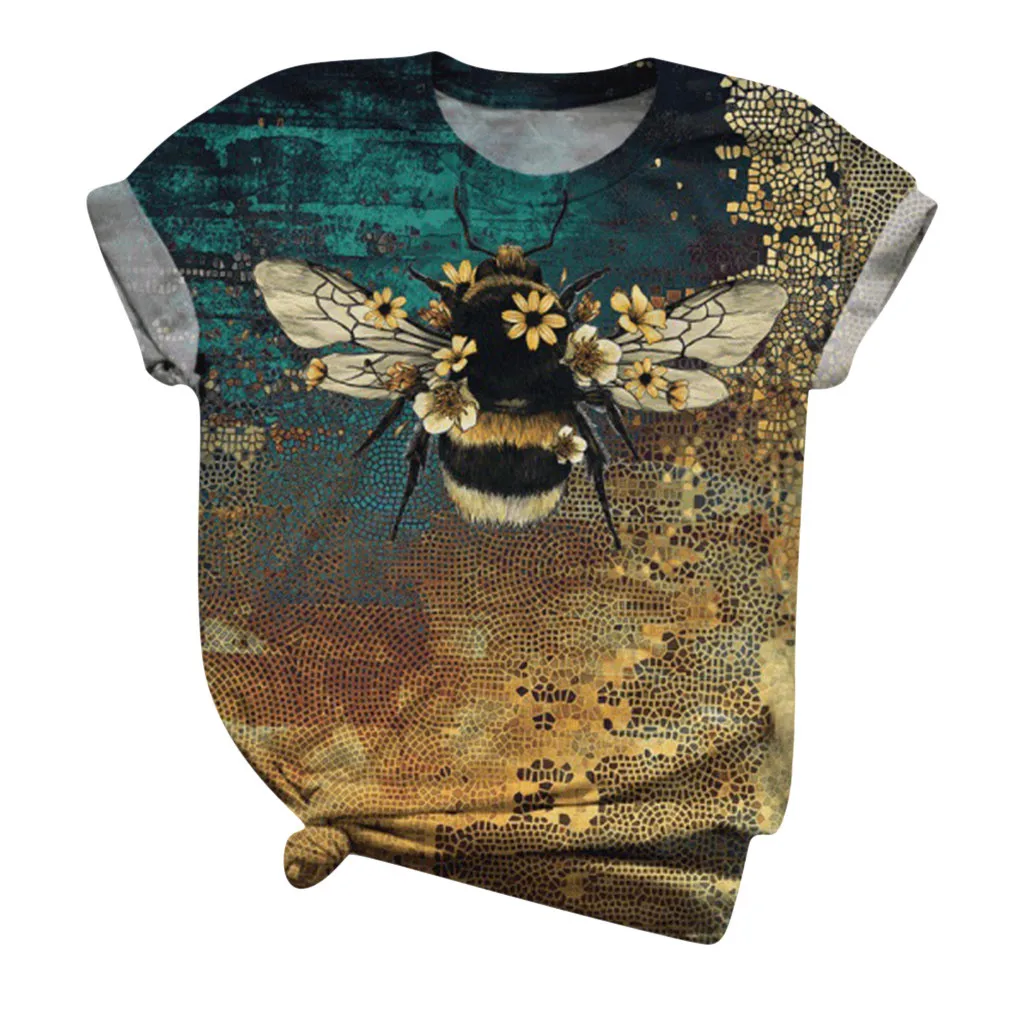 

Женская футболка с коротким рукавом и принтом пчелы, в готическом стиле