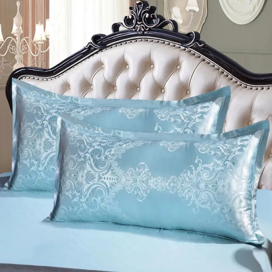 

2PC Queen/KING Silk Satin Pillow Case Bedding Pillowcase Smooth Home White Black Grey Khaki Sky Blue Pink Sliver Silk Pillowcase