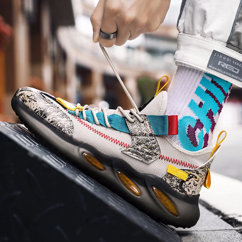 

2021 Breathable Mesh Men's Sneakers Fashion Light Elasticity Adult Man Sport Running Shoes Footwear Jogging Mujer Male