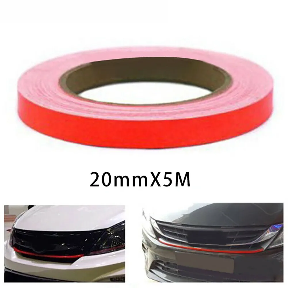 

1pc 20mmX5m Red Lining Reflective Vinyl Wrap Film Car Sticker Decal Waterproof Anti-fouling And UV Resistant Accessories