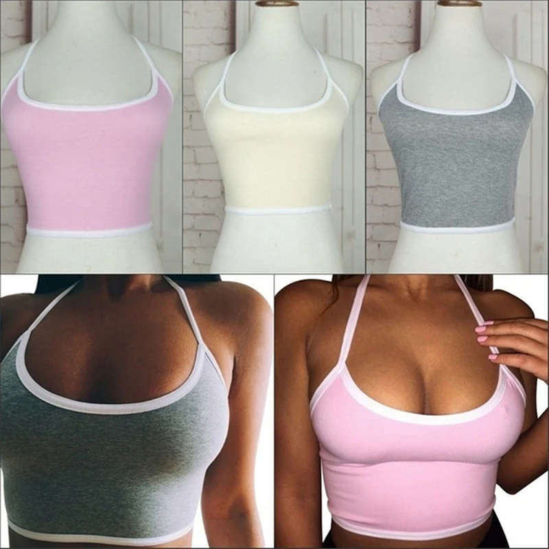 

2021 Sexy Crop Tops For Women Halter Fitness Tight Bustier Strappy Skinny T-Shirt Girl Dance Cropped Tops Vest Tank Tops