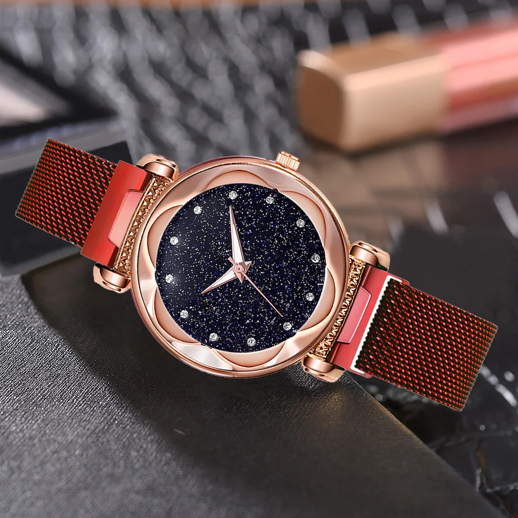 Прямая поставка новинка 2020 Лидер продаж магнитные красные часы модные женские