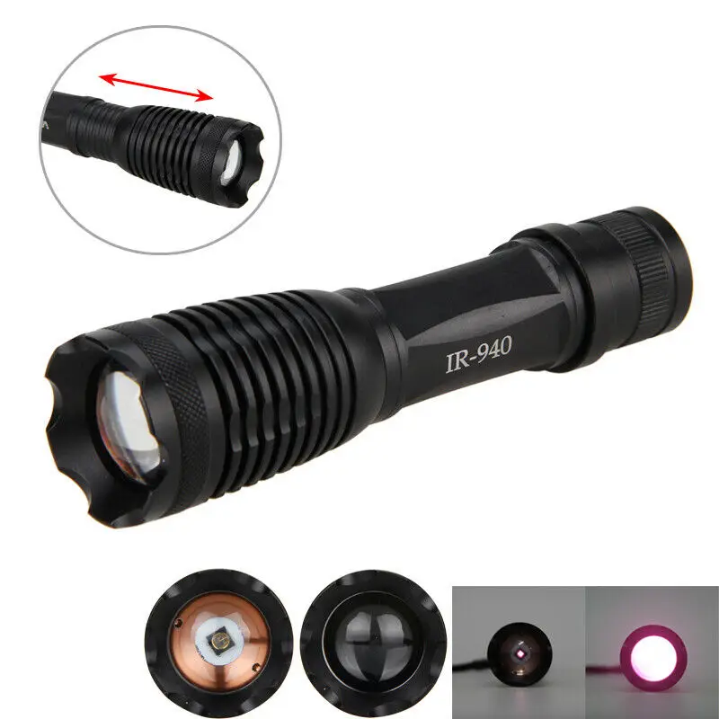10W 940nm Тактический охотничье оружие фонарь для ружья масштабируемый фокус ИК-лампа ночного видения фонарик+ крепление винтовки+ переключатель