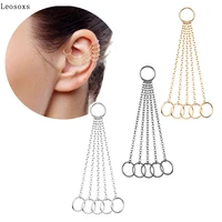 leosoxs 2 piece new 5 chain ear hoop earrings ear bone piercing jewelry