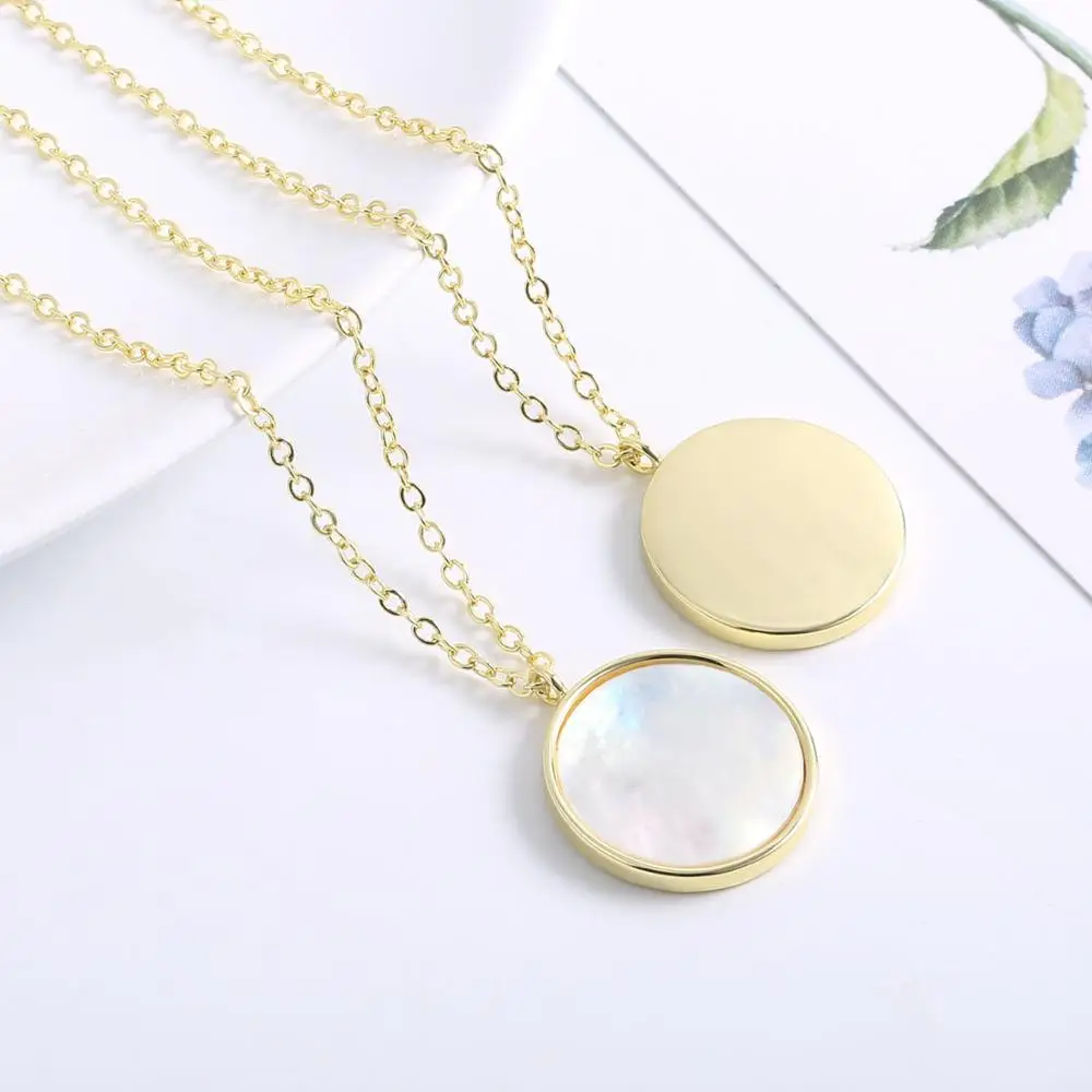 Lancharmed круглый кулон ожерелье перламутровый корпус простой дизайн подвески