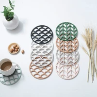 round dining table mat drink coasters cup hollowing out fish scale flower design kitchen insulation hot pad silicone placemat