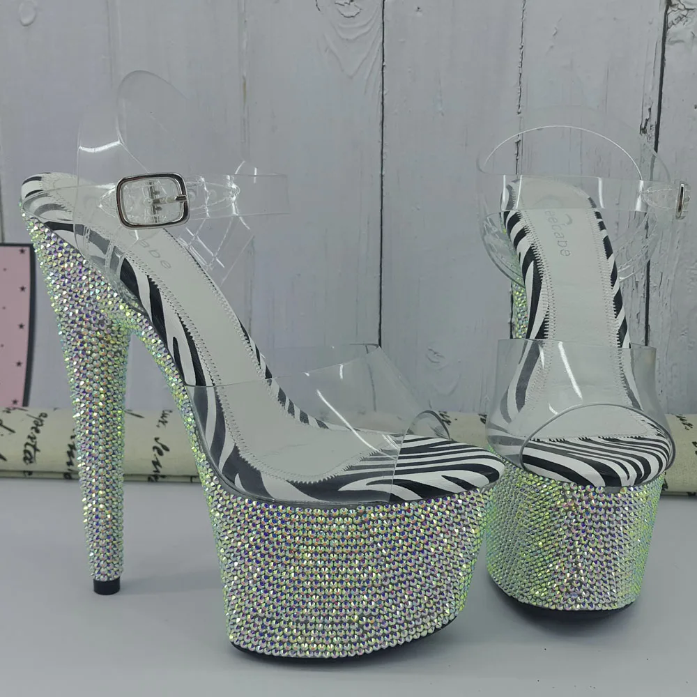 Leecabe/модные босоножки для танцев на шесте со стразами каблуке 17 см женская обувь