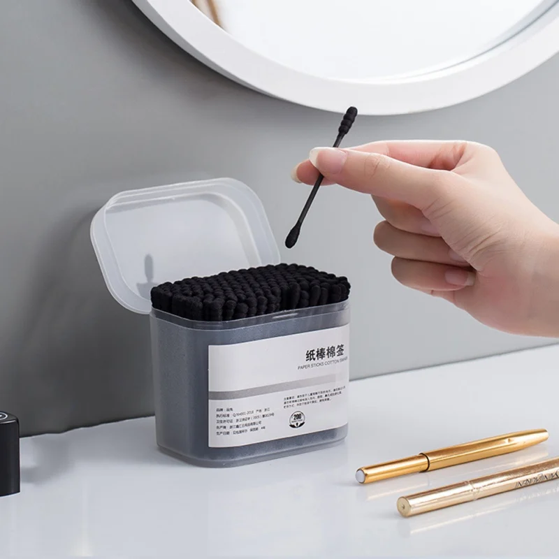 

200pcs/box Cleansing Cotton Swab Sticks Soft Cotton Buds Cleaning of Ears Disposable Home Makeup Cotton Swabs for Girl