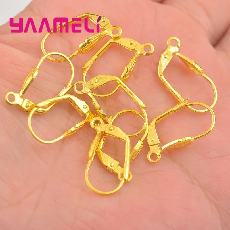 

Good Quality 200pcs Yellow Gold Color Flexible Hook Earrings Earwires Woman Jewelry Lever Back Accessory Findings