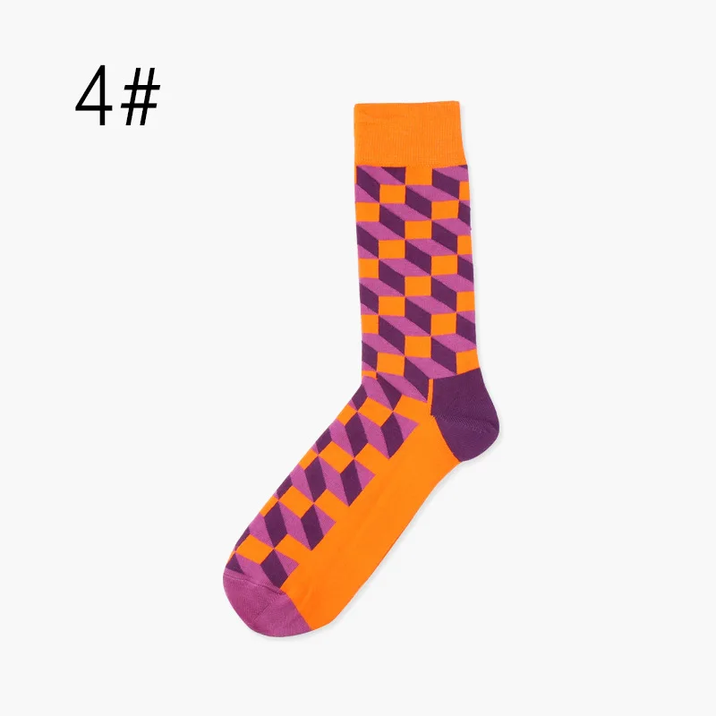 

Pair Fashion Men Women Spring Autumn Cotton Socks Geometric Plaid Socks Tube Warm Floor Socks Breathable Casual Funny Hosiery