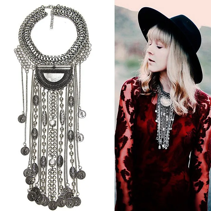 Style A Новинка, женское модное ювелирное изделие, винтажное, серебряное, цвет, макси воротник, длинная цепочка, кристалл, колье, массивные ожерелья, подвески - Окраска металла: Style A