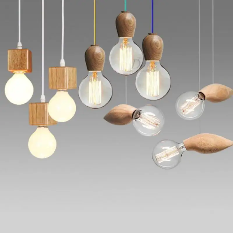 Деревянный подвесной светильник из цельного дерева современный для гостиной