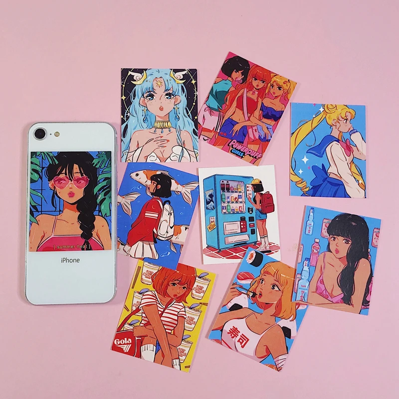 

9pcs/bag Cute anime girl stickers DIY scrapbooking phone journal album diary happy plan decoration stickers