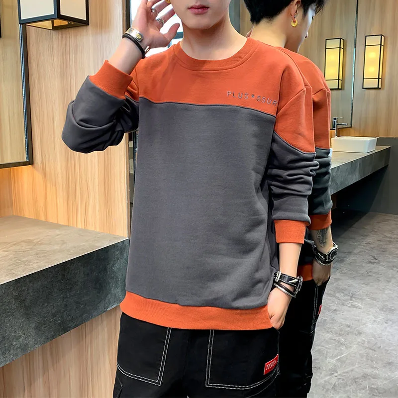 

2021 Spring and Autumn Men's Sweater Long Sleeve T-shirt Korean Round Neck Sweatshirts Fashion Bottomed Shirt For Men