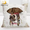 BlessLiving Pirate Pug Cushion Cover Cartoon Bulldog Pillow Case 45*45cm for Kids Brown Bedroom Decoration Cool Pillow Cover 1