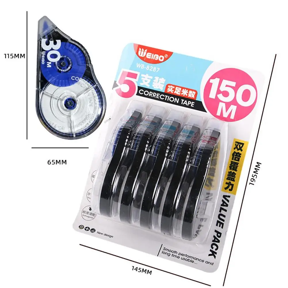 

5Pcs Correction Tape, Tear Resistant White Out - Easily Correct Any Writing Mistakes - 0.20" Width X 30M Length