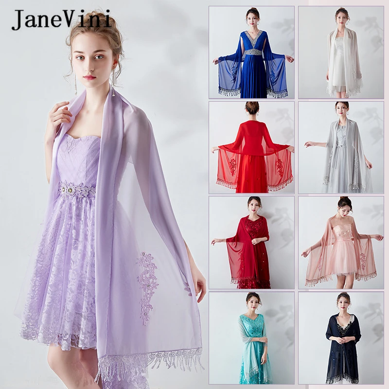 Женская накидка болеро JaneVini короткая из шифона с кружевной аппликацией