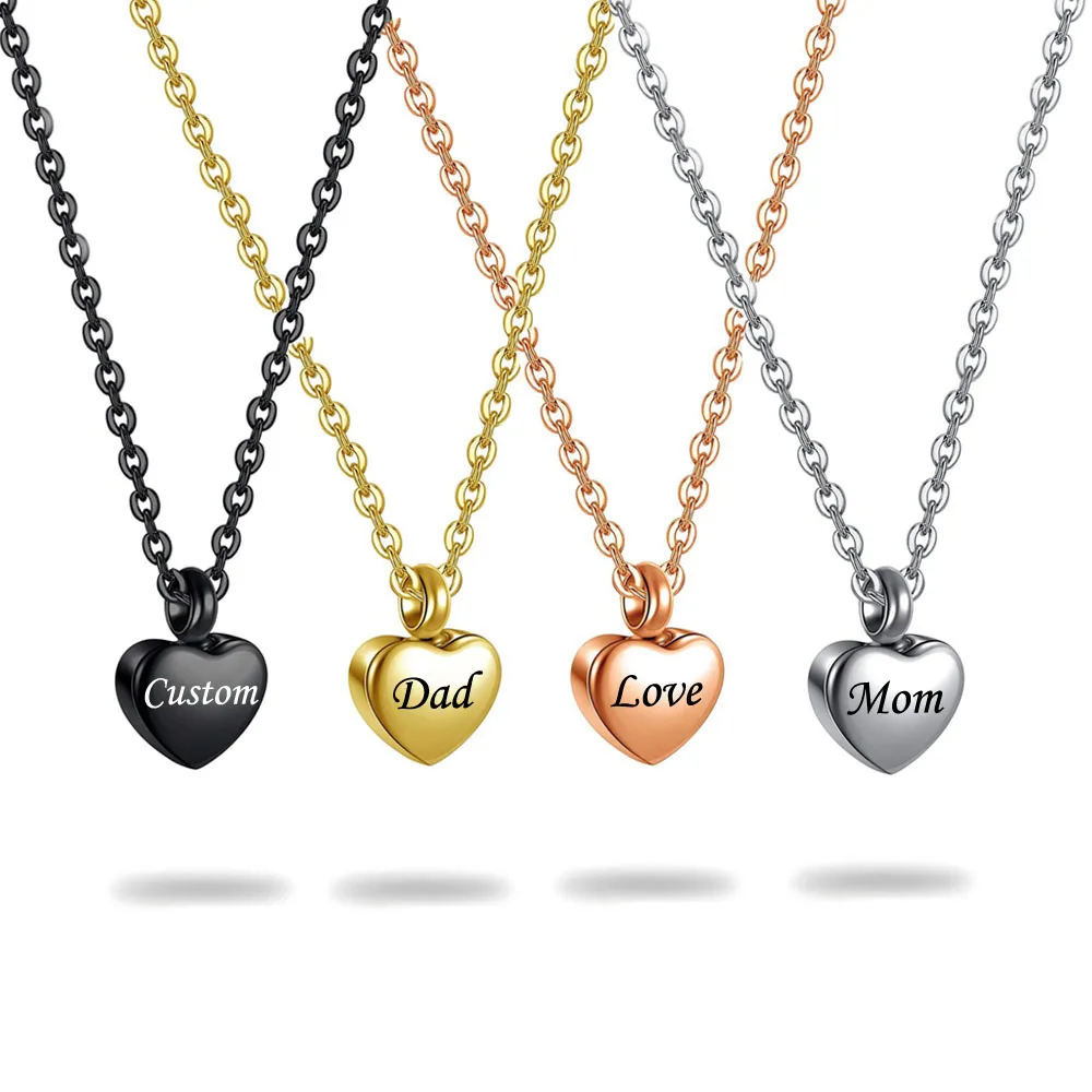 Custom Small Heart Locket cremation Stainless Steel memorial Urn Necklace for Ashes Pendant Jewelry