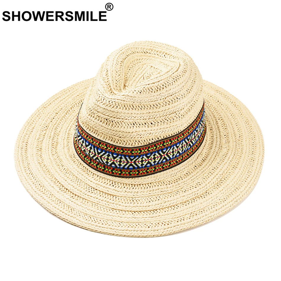 Шляпа SHOWERSMILE соломенная для мужчин и женщин головной убор ручной работы в