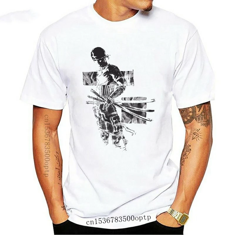 

New 2021 Fashion Men 100% Cotton Men T Shirt Custom Roronoa Zoro Grey One Piece Art Anime Manga Men White Make T-Shirt Top Tee
