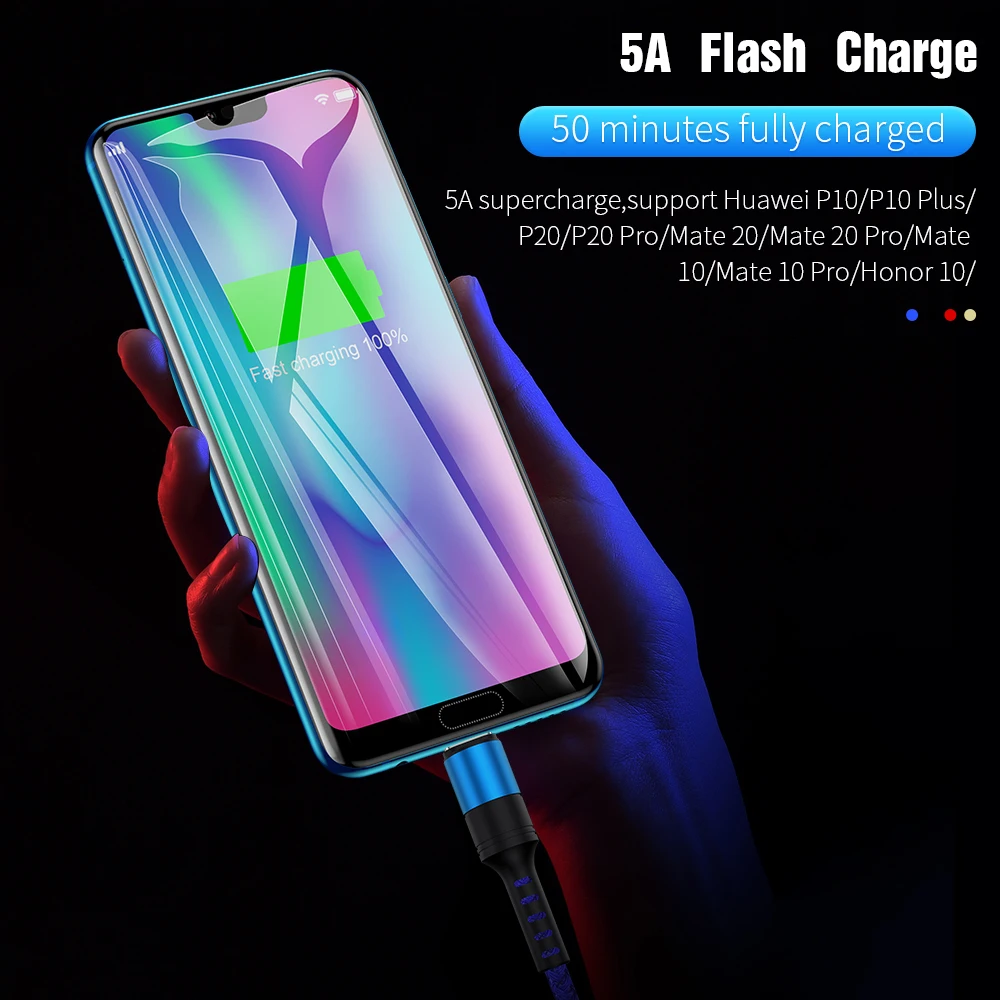 5А USB Type C Быстрая зарядка кабель для Huawei P30 P20 Lite супер быстрый зарядный Xiaomi Mi 9 Samsung