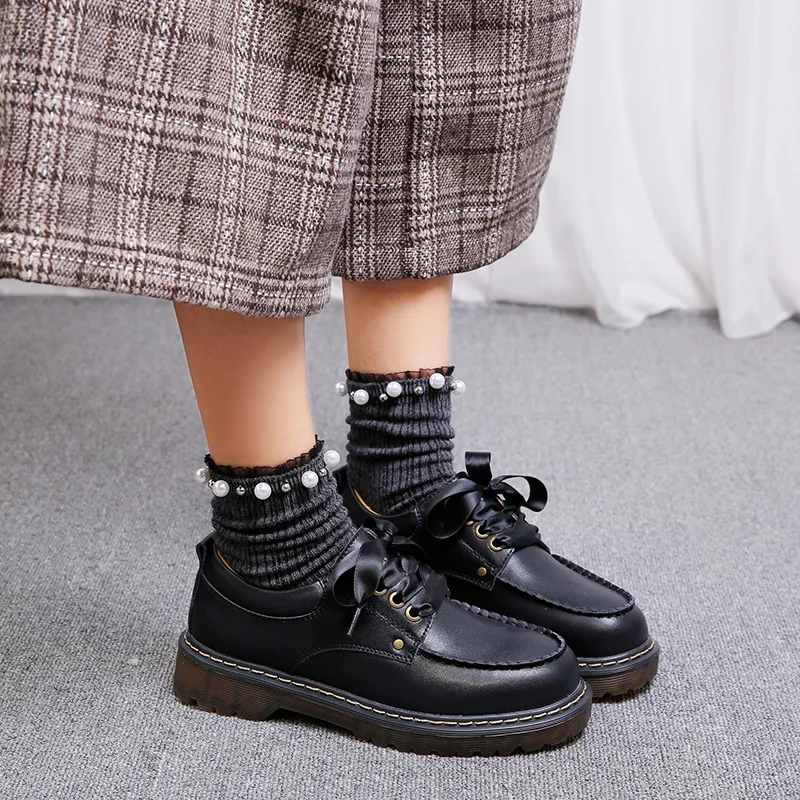 

BEYARNE 2019 Fashion Women Spring Autumn Flat Shoes Oxford British Style Vintage Shoes Soft Genuine Leather Casual Retro Brogues
