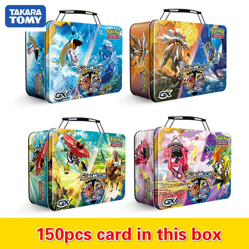 Pokemon TAKARA TOMY 150 шт. чехол для переноски коробка битва Игрушки Хобби Коллекционные вещи Коллекция игр аниме-открытки для детей