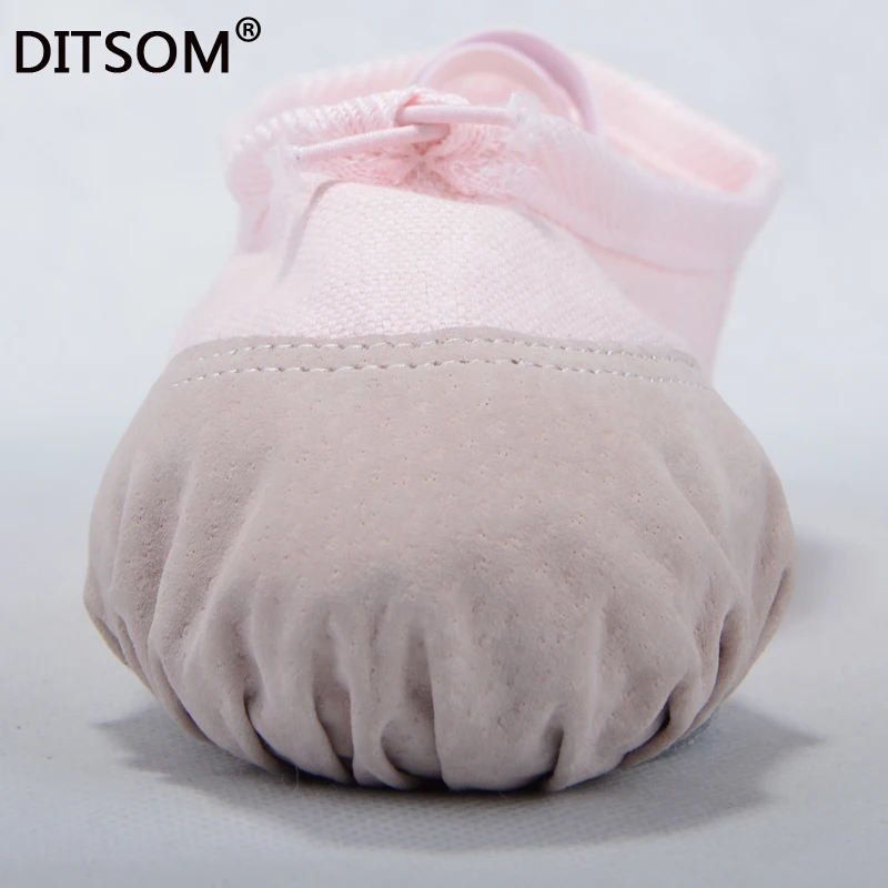 Кожаные парусиновые танцевальные туфли с носком для женщин детские мягкие