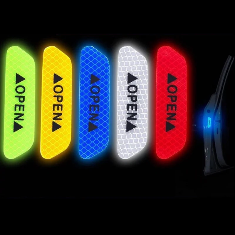 4 шт. Универсальная автомобильная дверь открытая наклейка светоотражающая лента