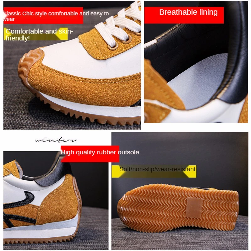 

Women's Sports Shoes 2021 Spring Sneakers for Women Height-increasing Shoes British Style Thick Bottom Breathable White Shoes