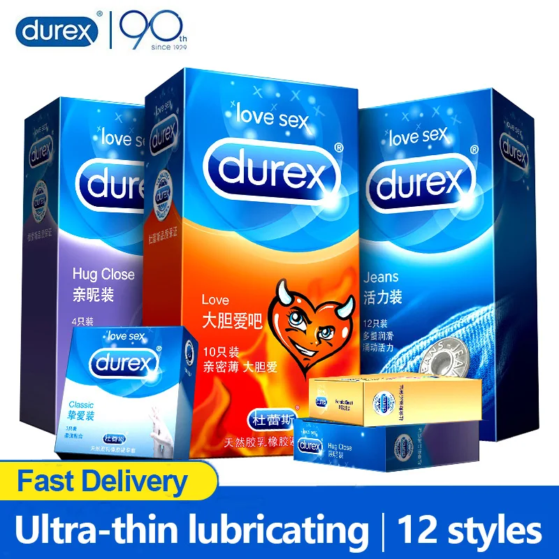 Durex Condoms Sensation Value Ultra Thin Penis Sleeve Natural Latex Lubricated Condom Sex Toys for Couples Intimate Goods