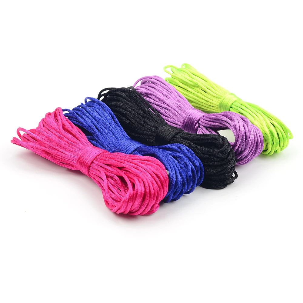 Cadena con Clip para chupete, cord&oacute;n de nailon de 50m para fabricaci&oacute;n de collar de dentici&oacute;n, cuentas de silicona, hilo de joyer&iacute;a satinada hecho a mano, 1,5mm-5