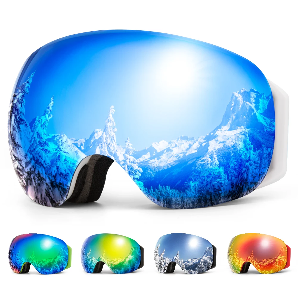 

COPOZZ Frameless Ski Goggles With Snow Mask Men Women Snowboard Goggle Magnetic UV400 Eye Protection Anti fog Skiing Glasses