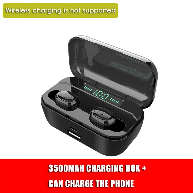 G6S TWS Bluetooth наушники светодиодный цифровой дисплей Быстрая Беспроводная зарядка гарнитура бинауральный микрофон стерео беспроводные наушники - Цвет: Черный