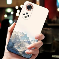 embossed vintage east asian chinese japanese style case for honor 50 pro snow mountain crane cover