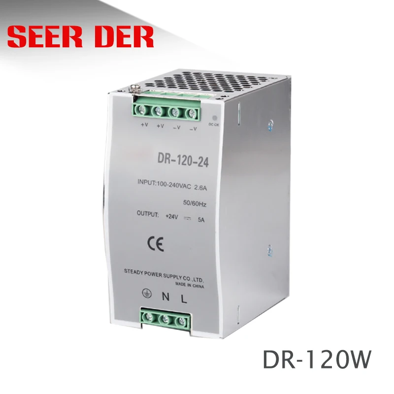 Meanwell style DR-120-24 120 Вт 24 В din-рейка алюминиевый корпус smps/переключатель питания |