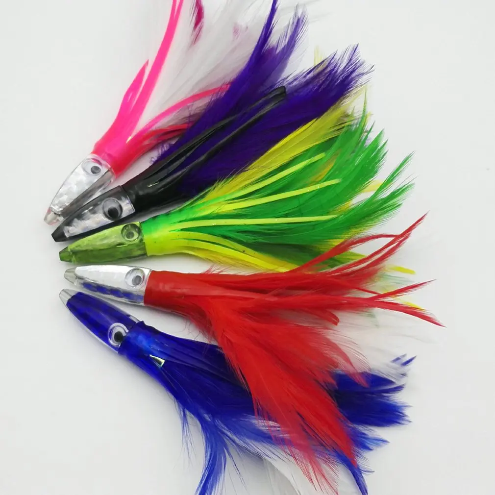 

1 Pcs Trolling Bait Acrylic Sea Fishing Octopus Headband Feather Skirt Suluya Bait Trolling Bait Feather Skirt