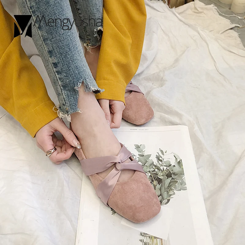 Плотные замшевые лоферы карамельных цветов корейские Мокасины с квадратным