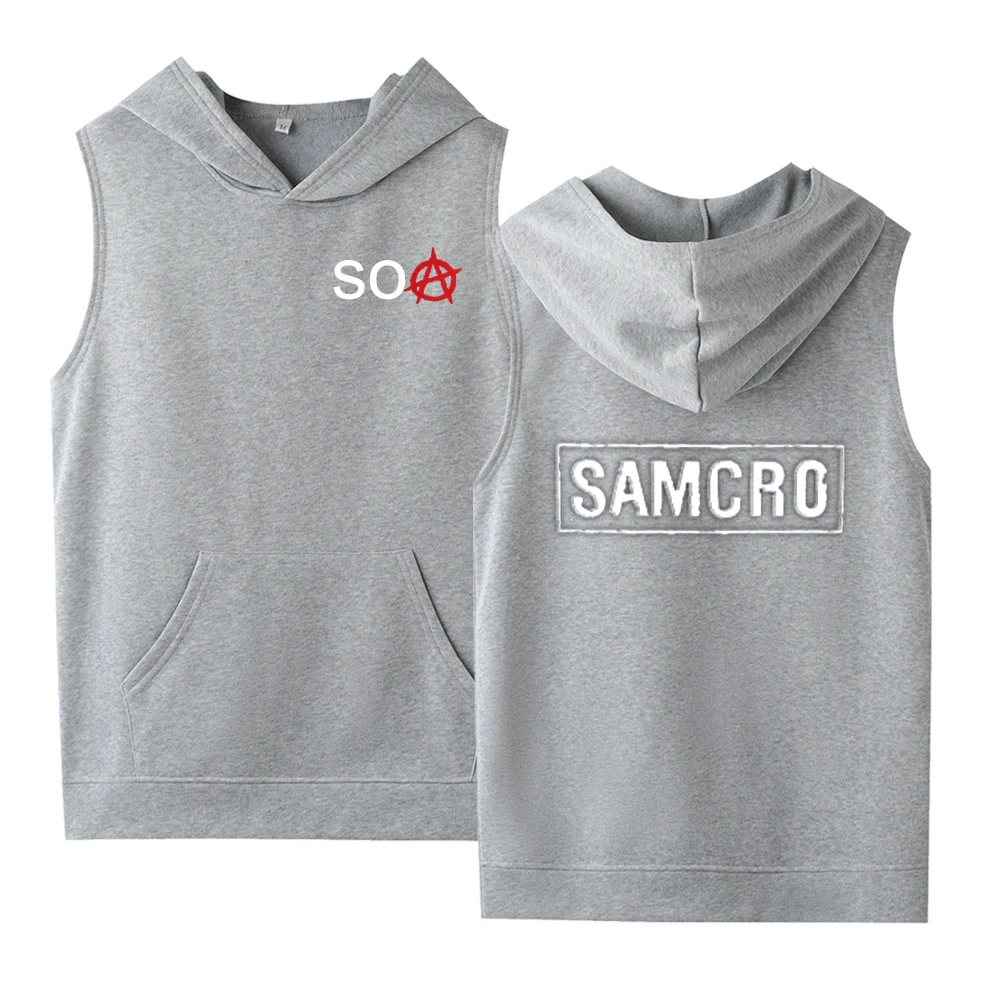 

Summer Sons Of Anarchy Men Punk Hip Hop Hoodies Cotton Tops Sleeveless SAMCRO Sweatshirts Unisex SOA Sport Men's Slim Vest